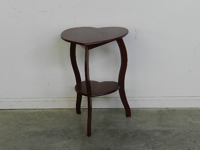 Mahogany Heart Shape Side Table: 25" h x 18" w x 18" d