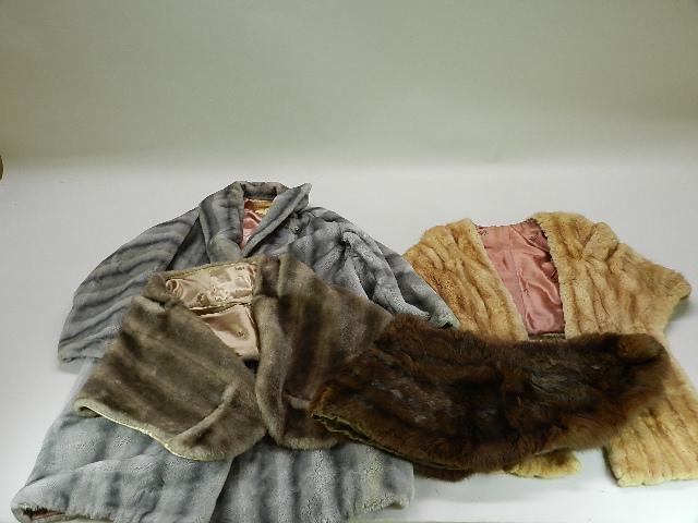 Two Mink Stoles: both stoles have damage, and two faux furs