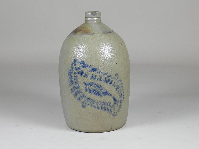 Jas Hamilton Stenciled Decorated Stoneware Jug: hairline and chips on edge, 11 1/2" h