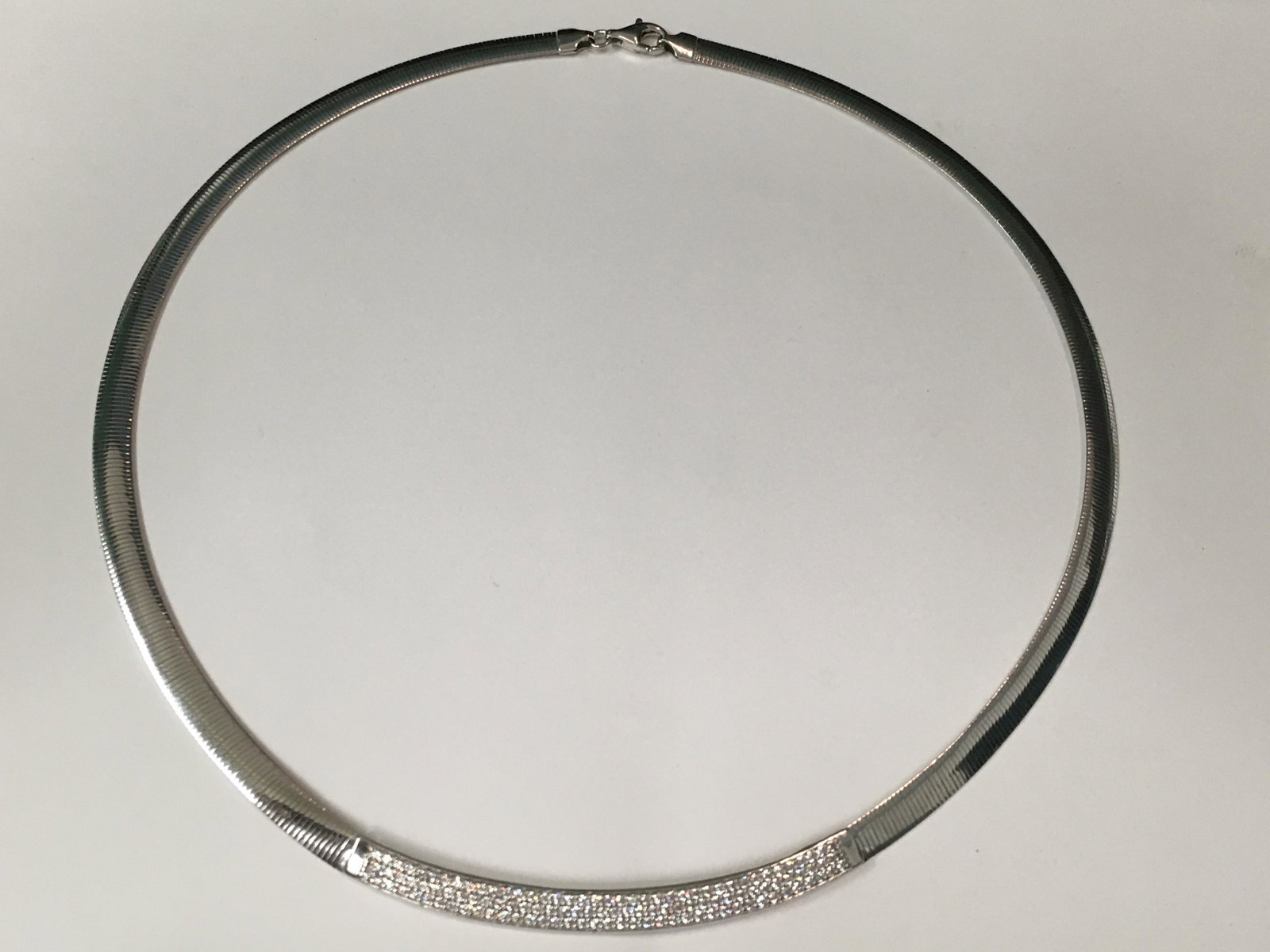 Sterling CZ "Omega" Style Necklace: 18" long