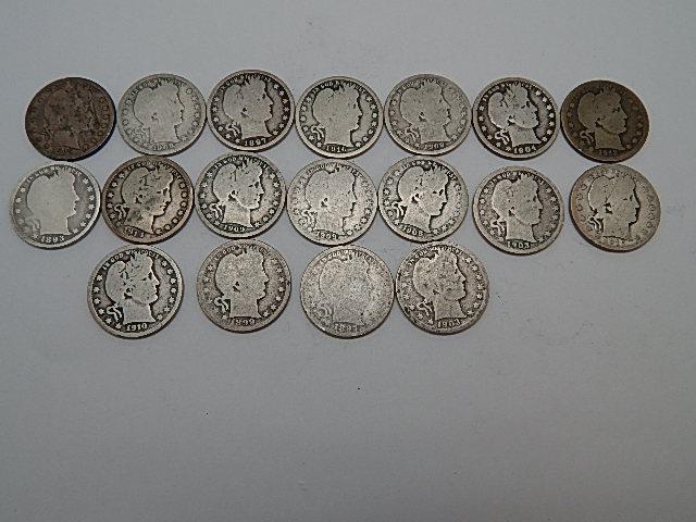 18 Mixed Date Barber Quarters (1 of 6)