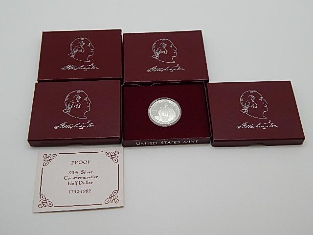 Four 1982 Silver Proof Washington Half Dollars (1 of 2)