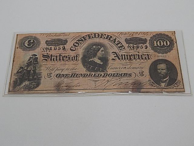 February 17 1864 $100 Confederate States Note (1 of 2)