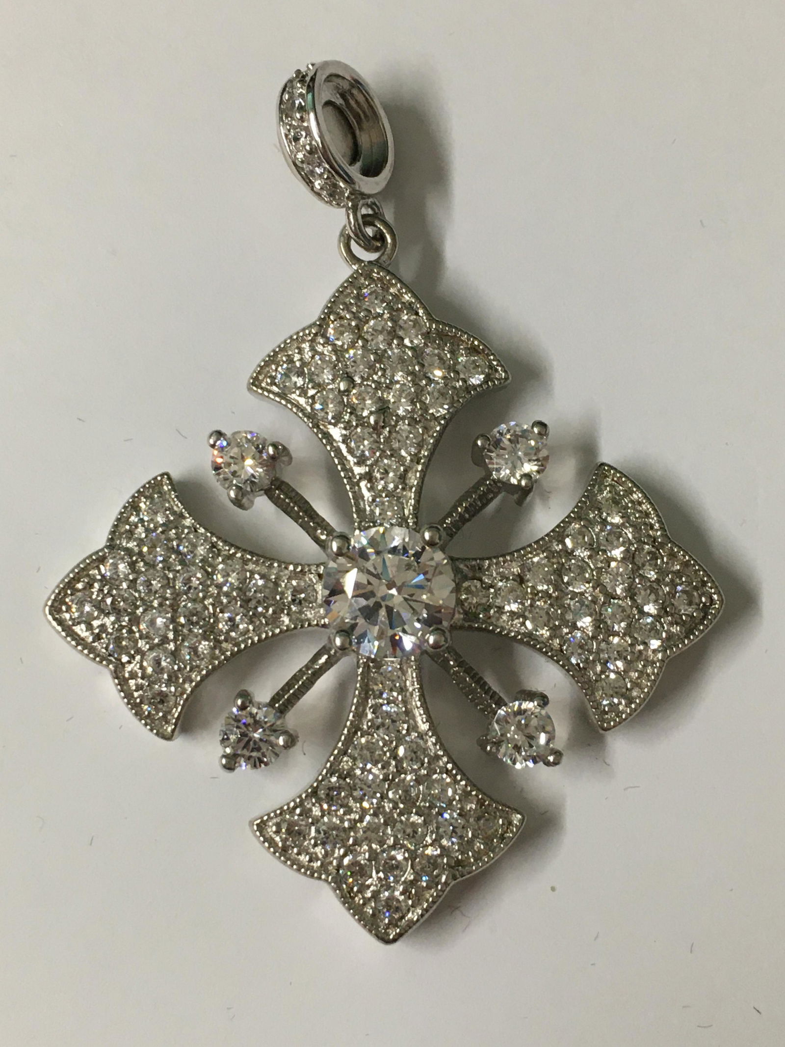 Large Sterling CZ Cross Pendant or Charm (1 of 1)