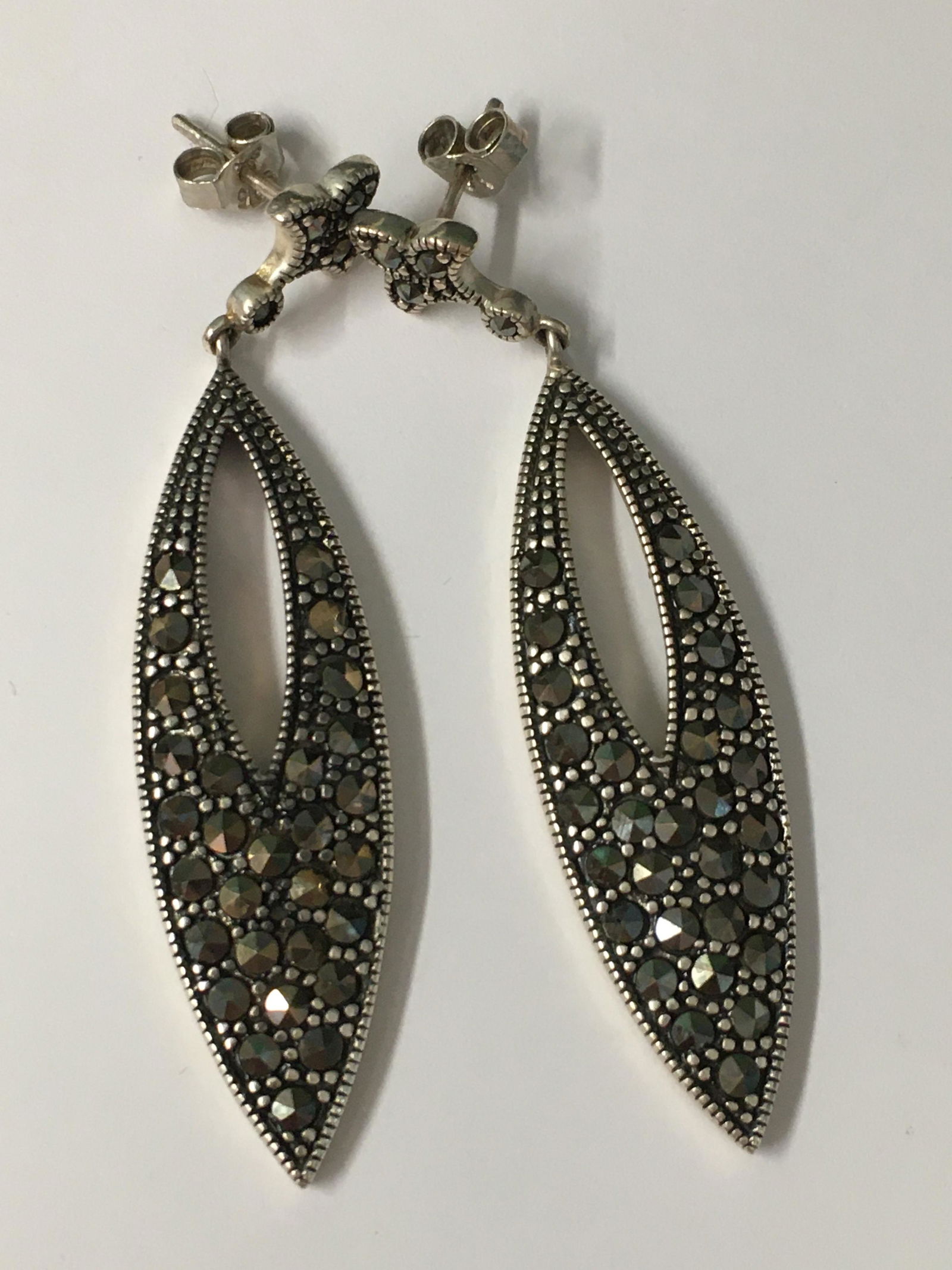 Sterling Marcasite Dangle Earrings (1 of 2)
