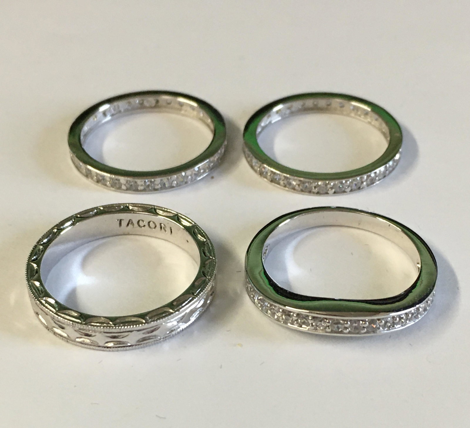4 Sterling Stackable Band Rings: all size 7