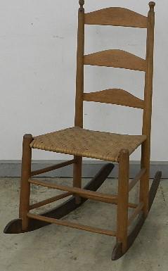 Vintage Cane Bottom Ladder Back Rocking Chair: 35"h