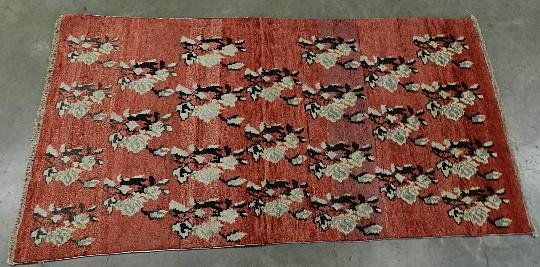 Oushak Area Rug: some fading, 3' 10" x 7' 3"
