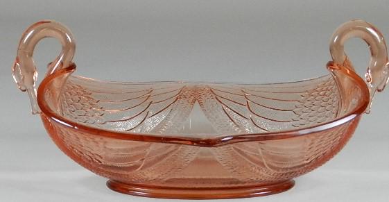 Fenton Pink Depression Glass Double Swan Center Bowl (1 of 3)