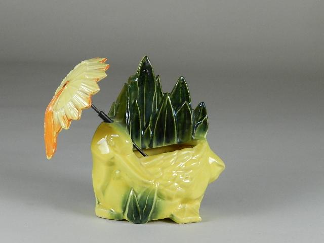 McCoy Art Pottery Duck with Umbrella Planter (1 of 5)
