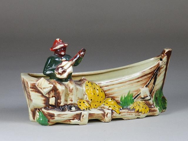 McCoy Banana Boat Planter: wear to paint, 6 1/2"h x 11"w