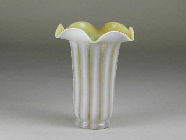 Fenton White Striped Ruffle Vase (1 of 2)
