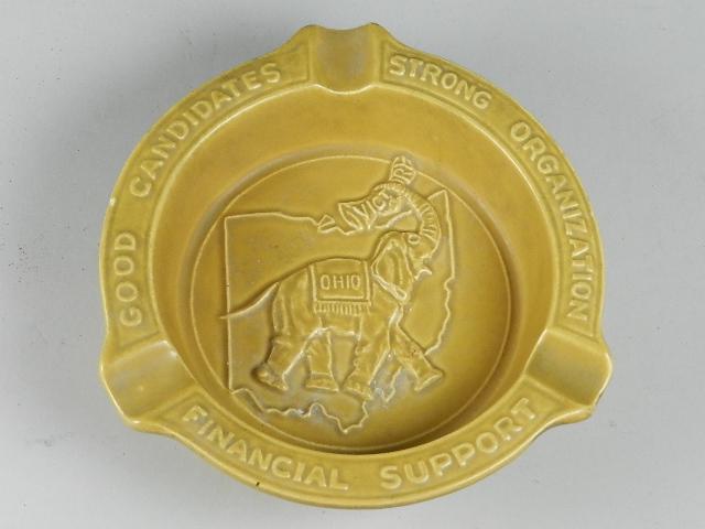 McCoy G.O.P. In Appreciation Souvenir Ash Tray: 6 3/4" diameter