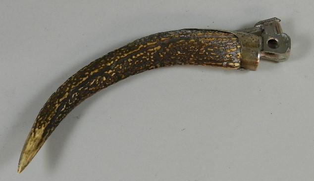 Stag Horn Cigar Cutter: German silver #835, 10" long