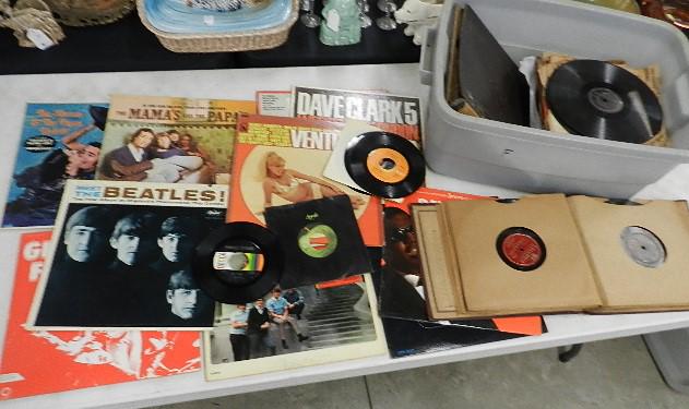 Group of Records: vintage rock, early 33 1/3, 45, and 78's, The Beatles, The Wind, Dave Clark 5, etc. various condition