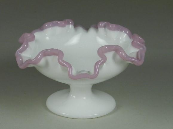 Rare Fenton Apple Blossom Crest Ruffled Compote (1 of 2)