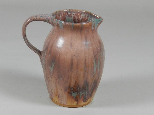 Art Pottery Pitcher: Browns Pottery, Arden, NC, 8" h x 7" w x 5" d