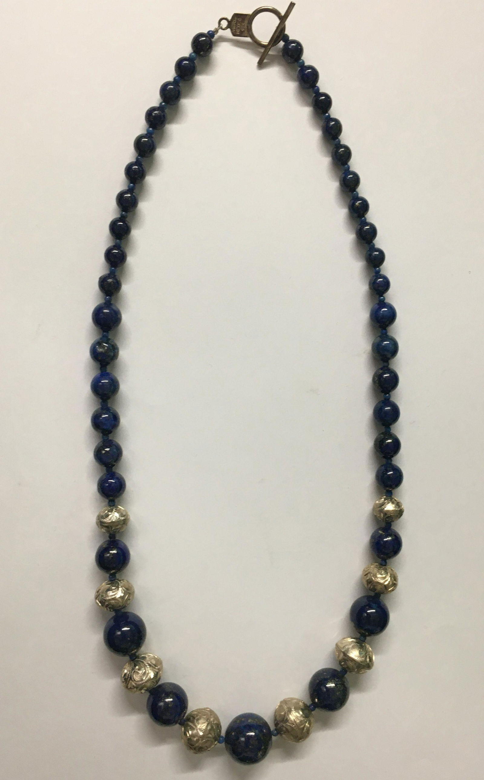 Blue Lapis & Sterling Bead Necklace (1 of 2)