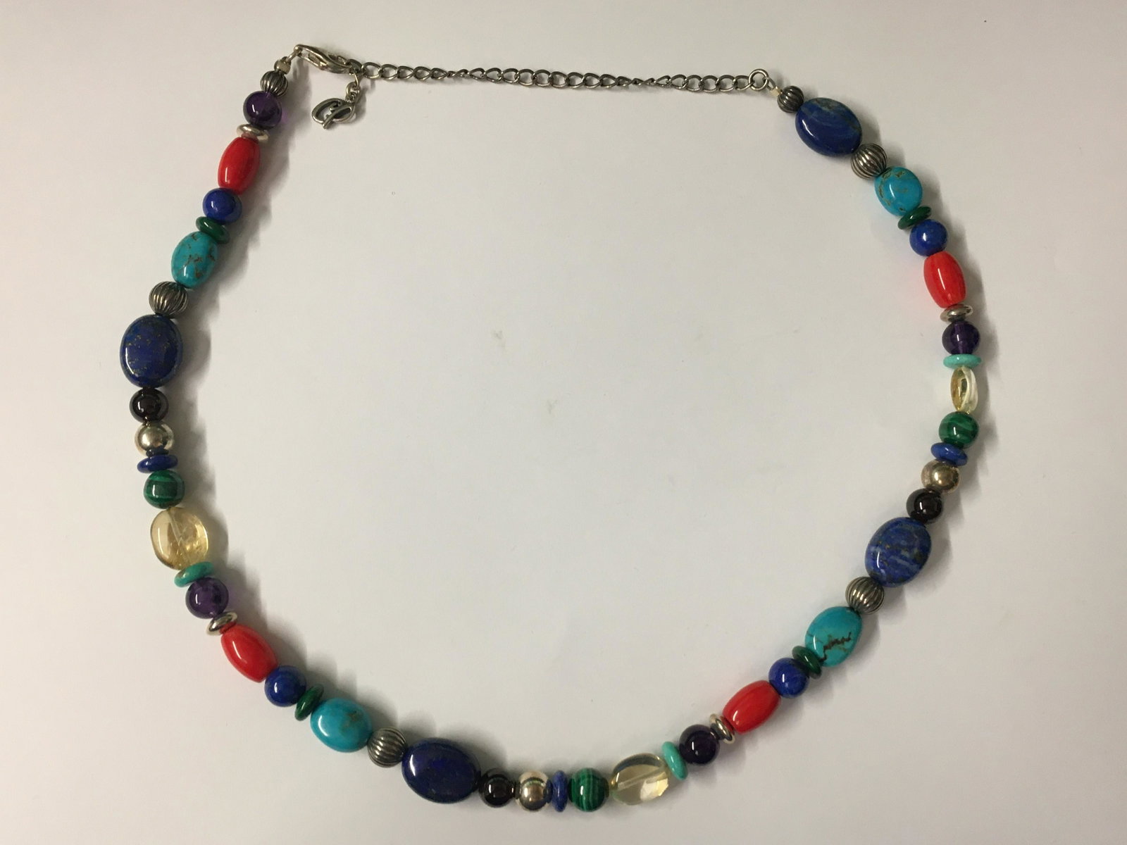 Carolyn Pollack Multicolored Stone Necklace: blue lapis, turquoise, etc, 20" long
