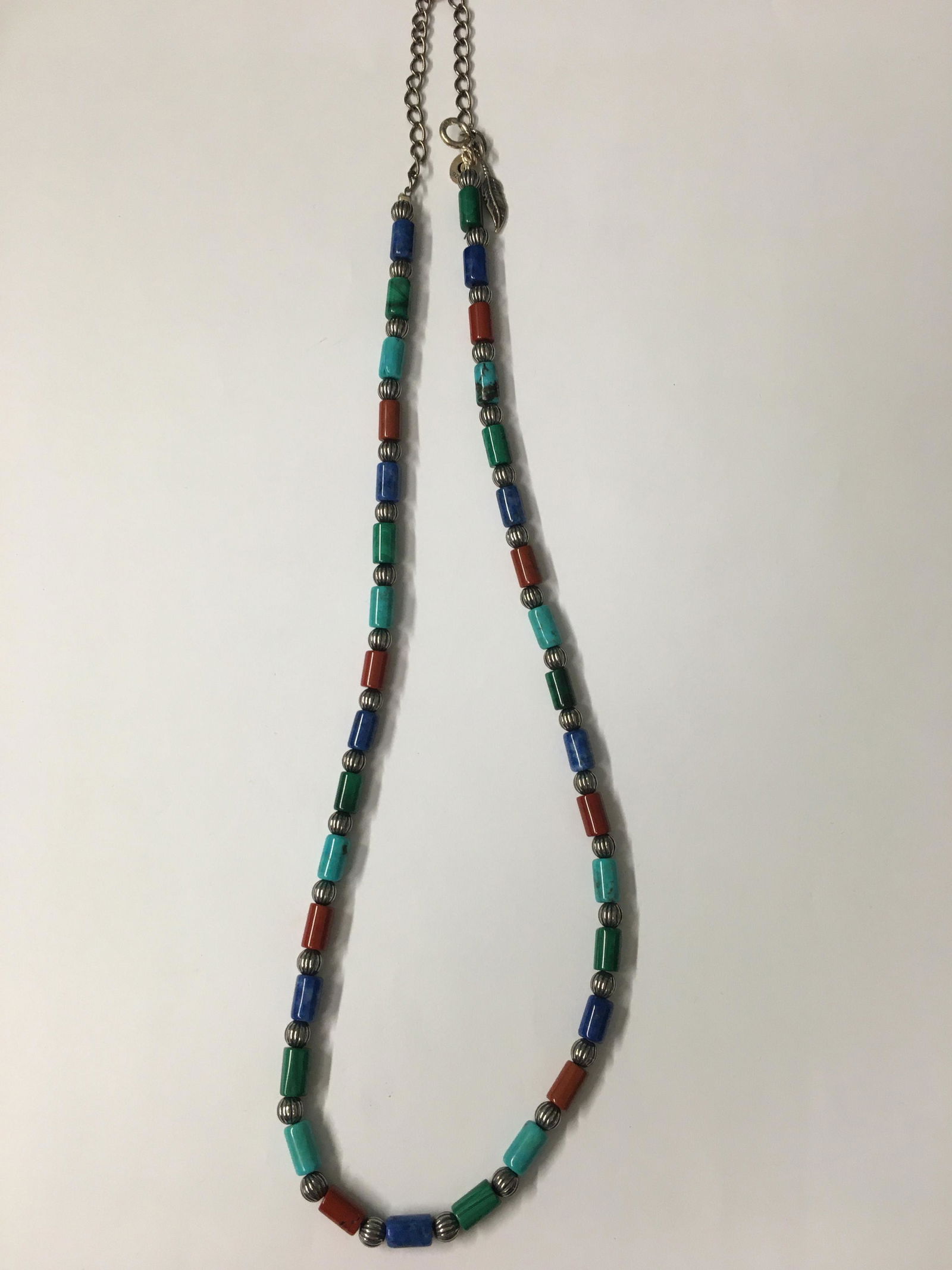 Sterling  & Multi Semiprecious Gemstone Beads Necklace (1 of 2)