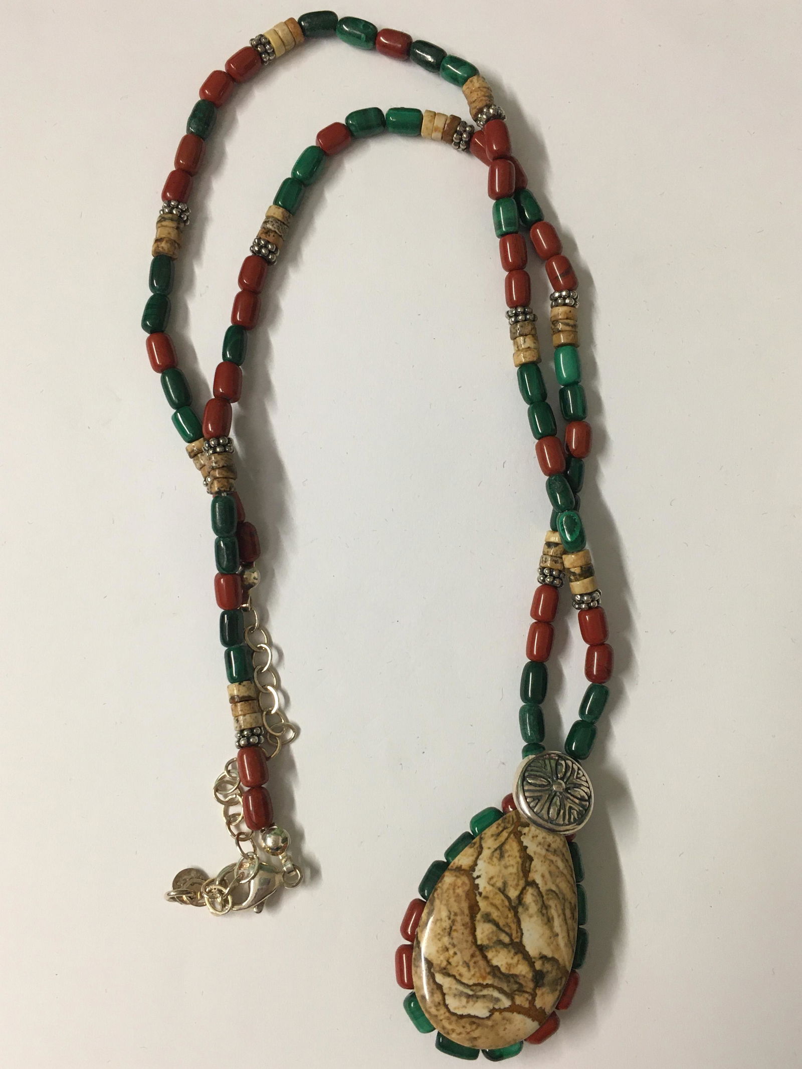 Multicolored Stone Necklace with Sterling Clasp (1 of 2)