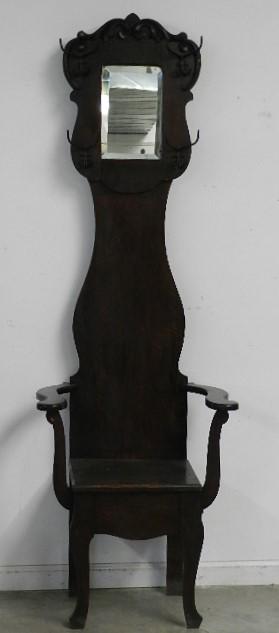 Antique Hall Tree with Beveled Mirror (1 of 6)