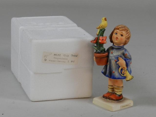 Goebel Hummel Congratulations: trademark 6 with box, excellent condition, 6" h