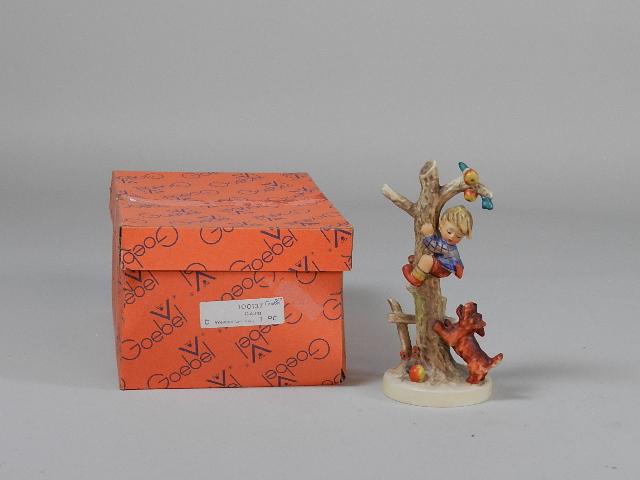 Goebel Hummel Culprits: trademark 6, with box, crazing on base, 6 3/4" h