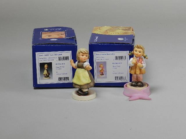 2 Goebel Hummels: Spring Waltz & Heart of Hope: trademark 8, both with boxes, excellent condition, tallest 4"