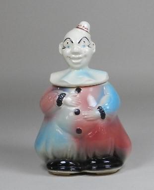 Clown Cookie Jar: American Bisque Co, some paint loss 12" h x 6" w x 6" d