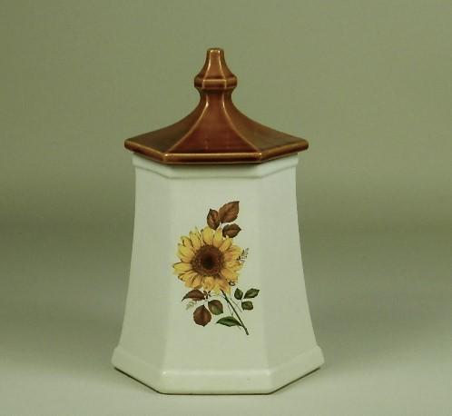 McCoy Pagoda with Sunflower Canister: 12" h x 7" w x 7" d
