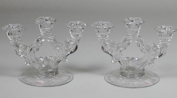 Pair of Cambridge Keyhole Triple Candlesticks (1 of 3)