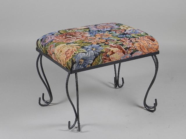 Wrought Iron & Upholstered Stool (1 of 4)