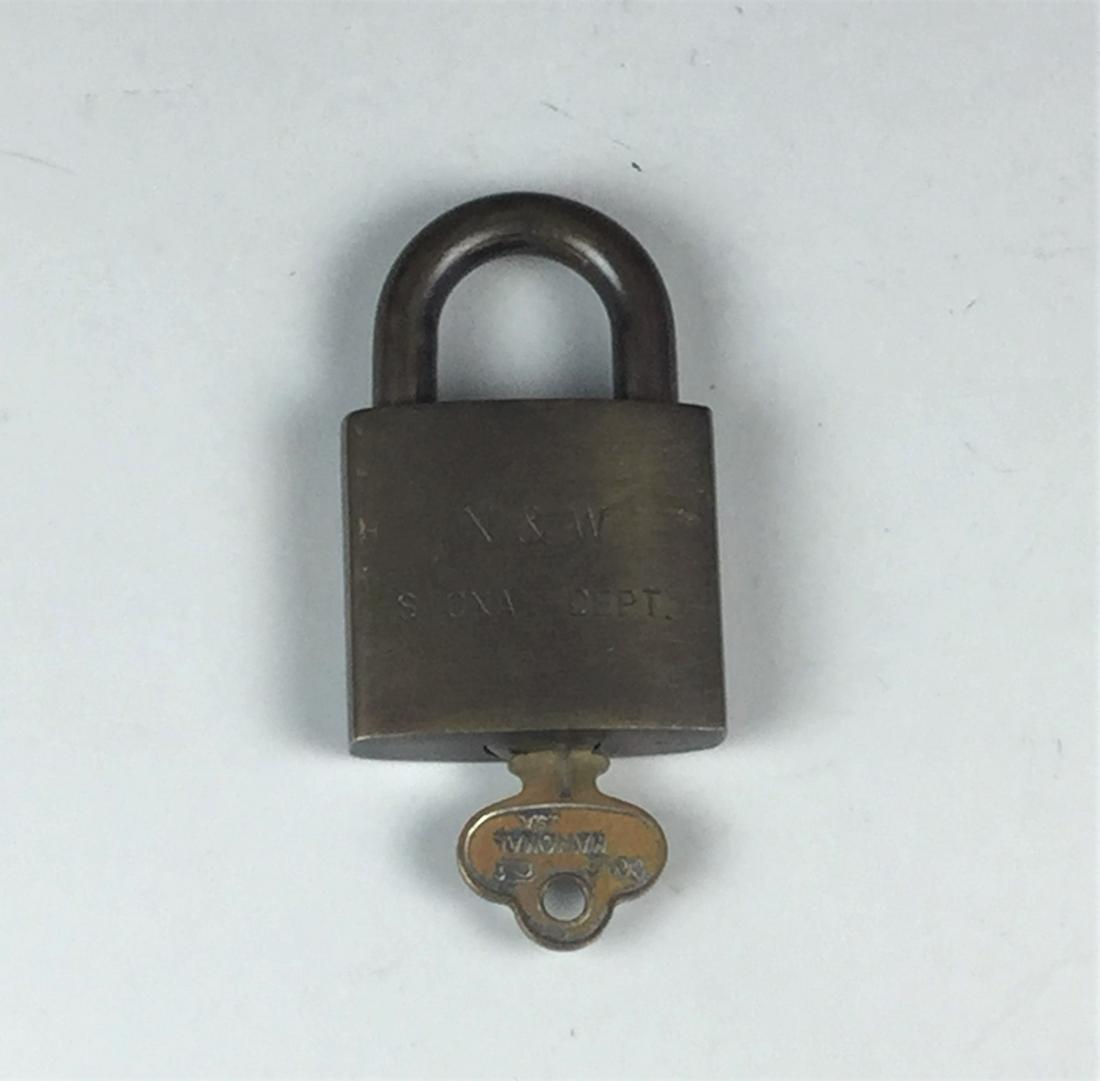 Norfolk & Western Railway Signal Department Brass Lock (1 of 2)