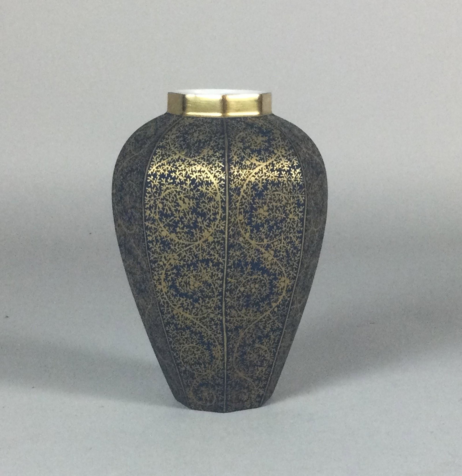 Nymphenburg Gold on Cobalt Blue Decorated Vase: 5 1/2" h