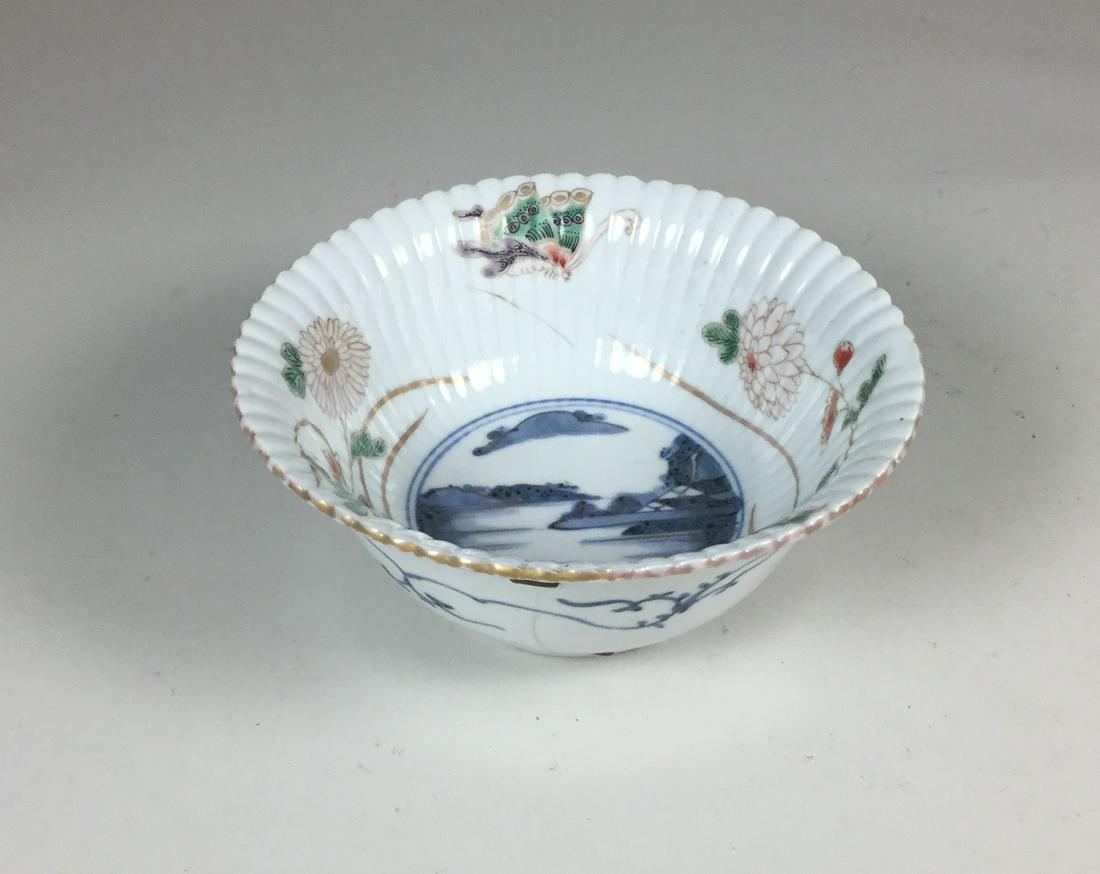 Chinese 19th Century Export Bowl: with early metal staple repair, 3 1/2" h x 8" w