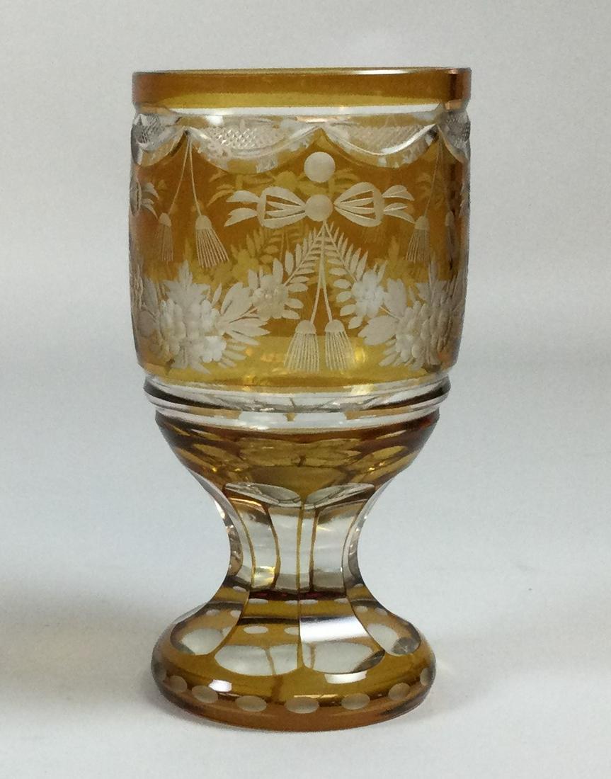Egermann Czech Cut Amb+D22er to Clear Goblet (1 of 5)