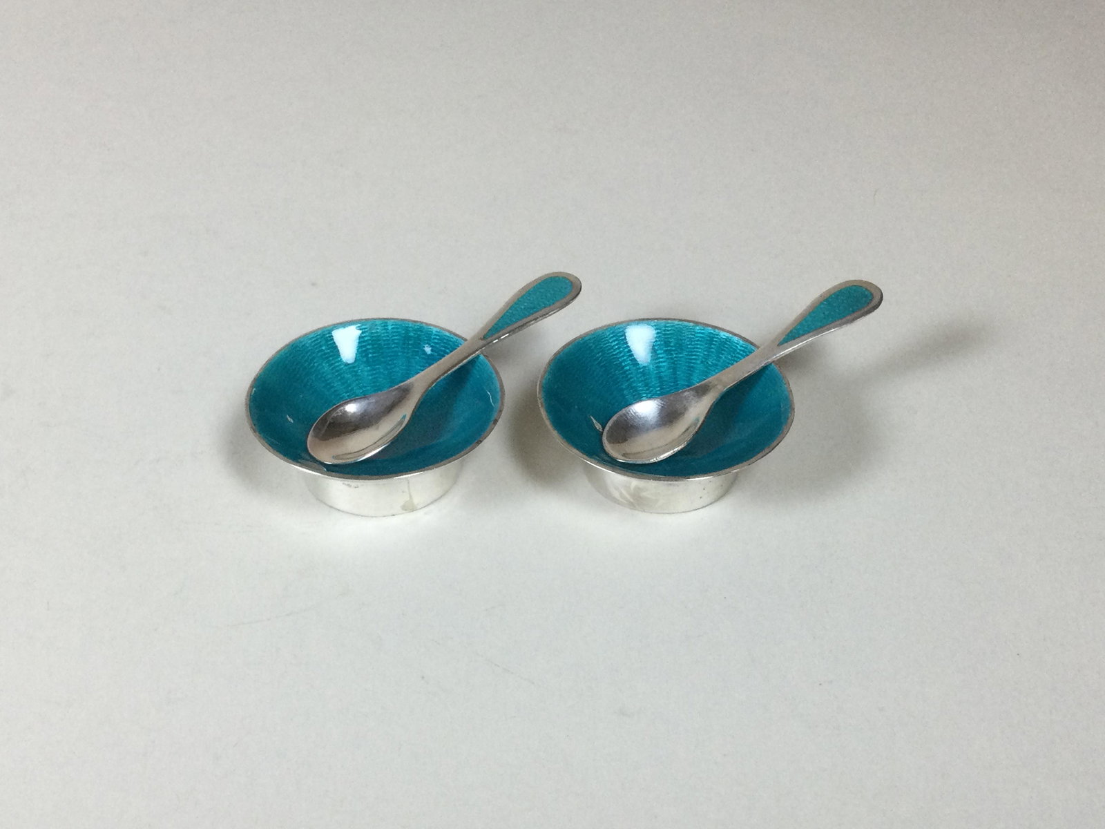 Mexican Sterling & Enamel Individual Salts (1 of 3)