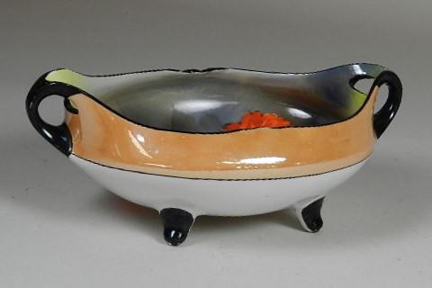 Noritake Footed Bowl: hand painted interior, minor wear, 11" w