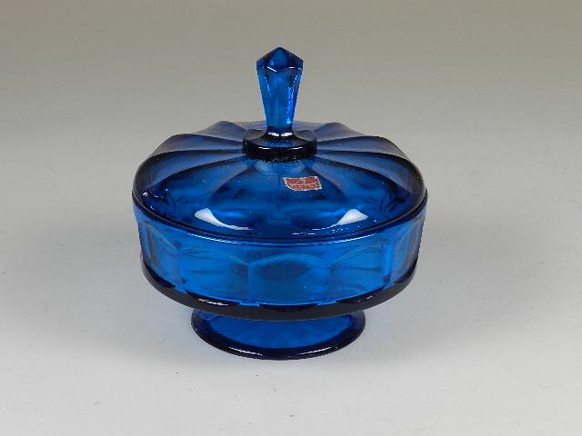 Viking Glass Covered Footed Dish: has original label, minor wear