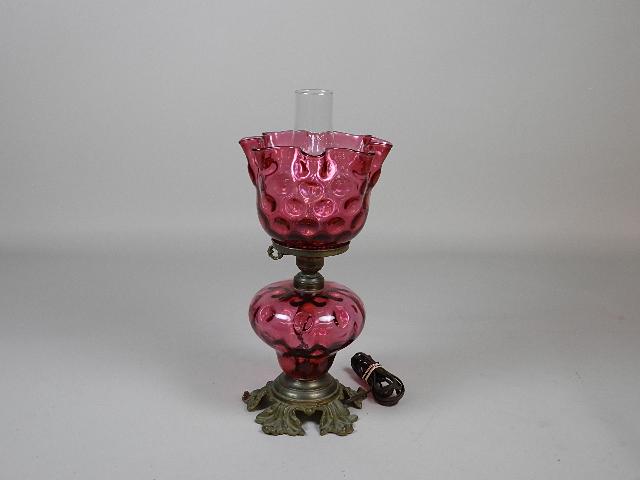 Fenton Cranberry Thumbprint Electric Lamp (1 of 4)
