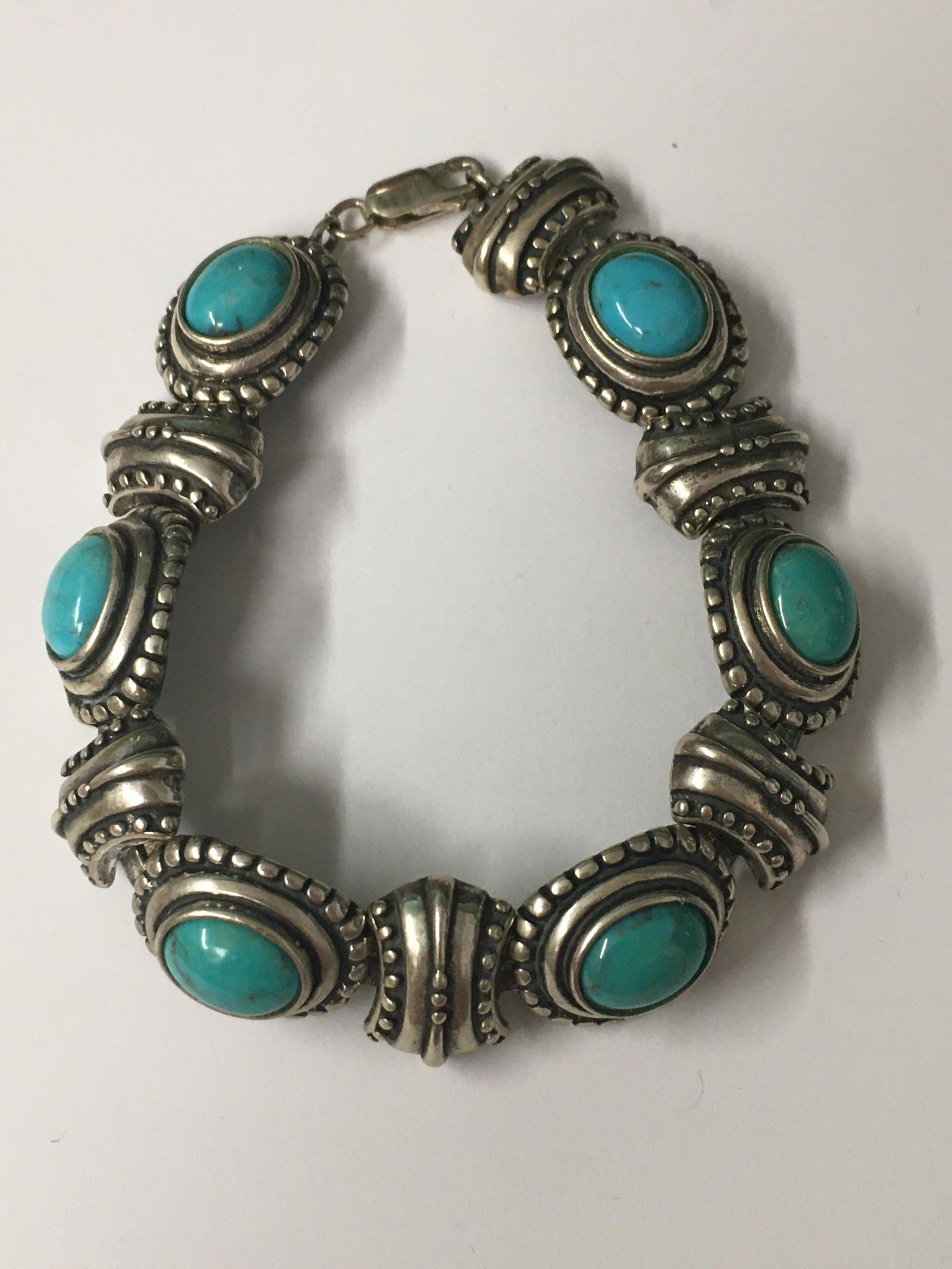 Sterling Oval Turquoise Bracelet: 7 1/2" long, 1.19 Troy oz