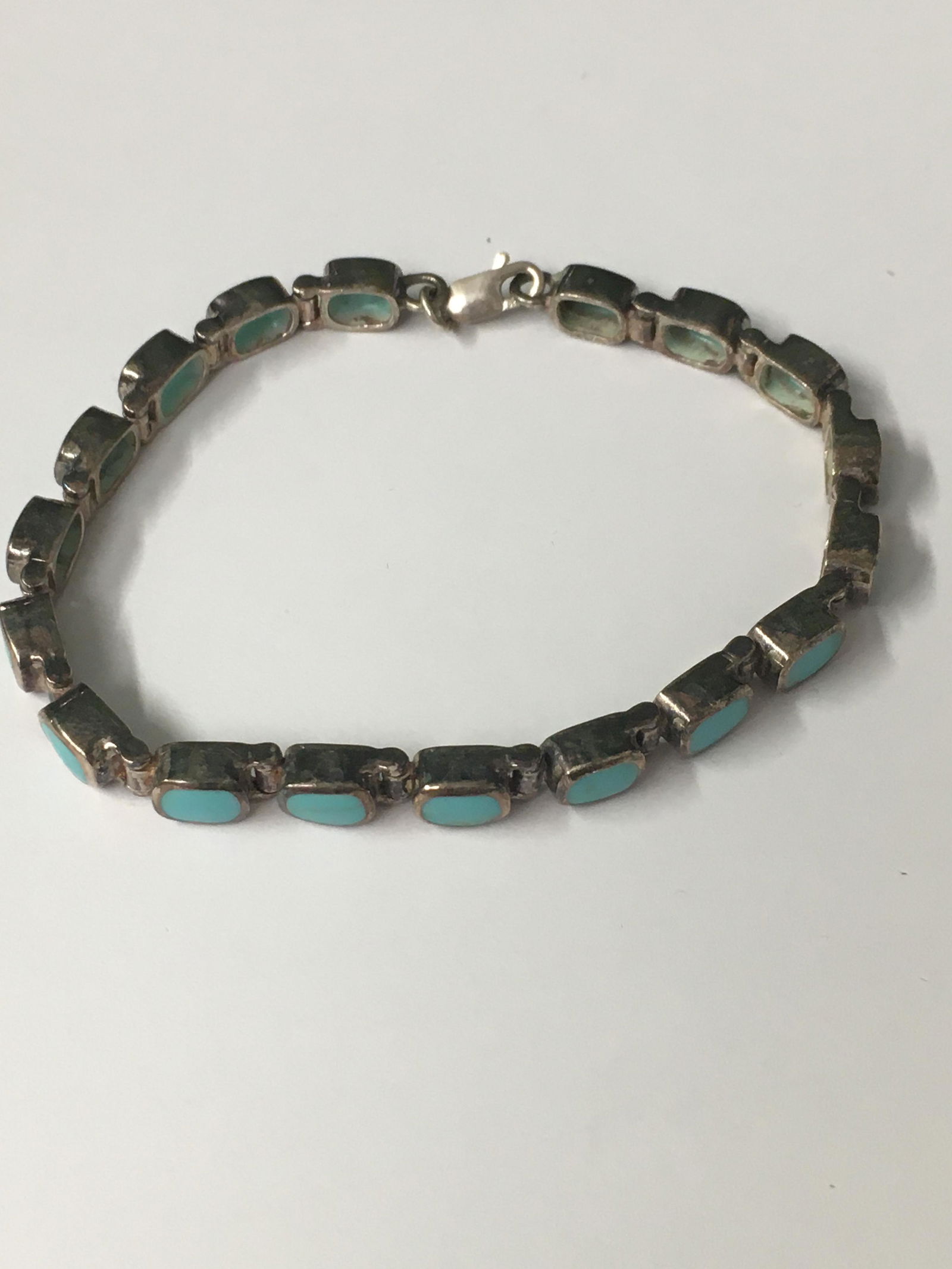 Sterling Turquoise Bracelet: 7 1/2" long, .49 Troy oz