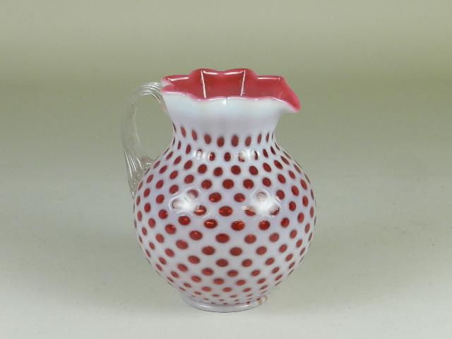 Fenton White over Cranberry Pitcher (1 of 4)