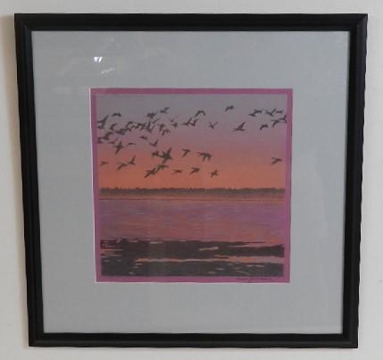 Framed Original Pastel & Graphite Artwork of a Flock of (1 of 3)