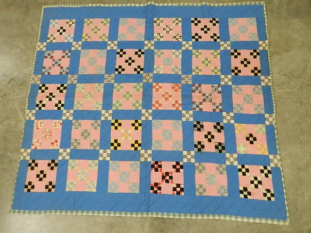 Antique Summer Weight Quilt in a Variation of Nine (1 of 4)