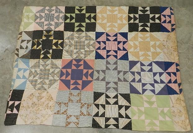Unusual Reversible Antique Quilt in an Alternating (1 of 8)