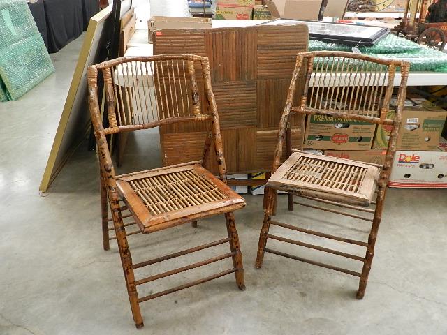 Bamboo Folding Table & 2 Chairs (1 of 3)