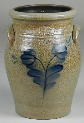 Rowe Pottery 1975-2000 25th Anniversary Blue Decorated: excellent condition, 9" h