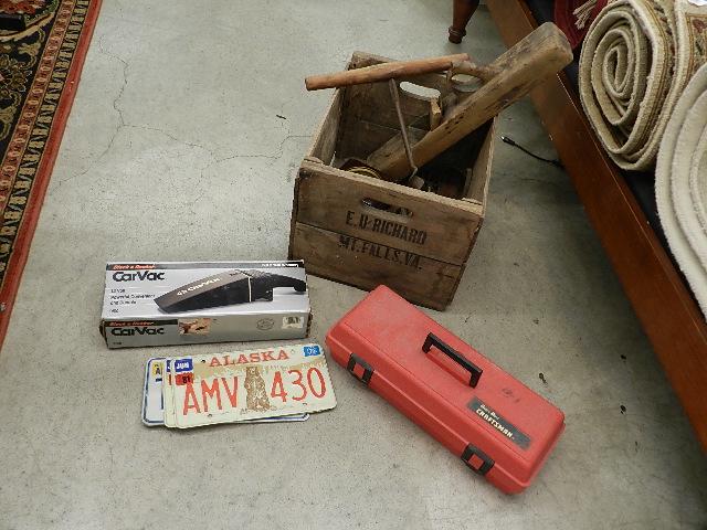 E. U. Richard Mt. Falls VA Crate with Contents: CarVac, tags, etc